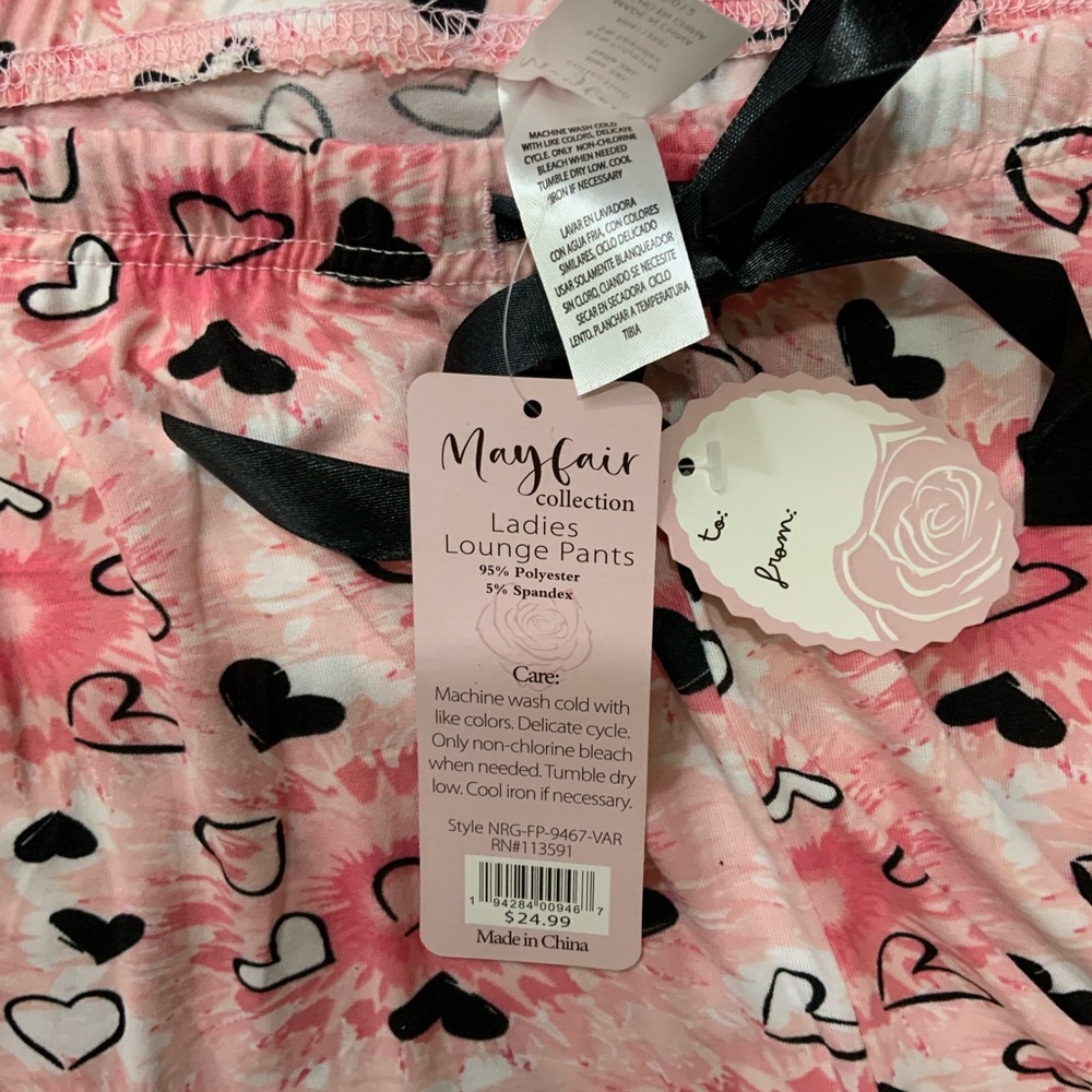 Mayfair Women’s Lounge Pants Pajama Bottom  Drawstring Hearts 2XL  Ladies Plus - Picture 5 of 8